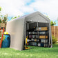 Garden Storage Tent, Patio Storage Shelter w/ Metal Frame and Double Zipper Doors, Green