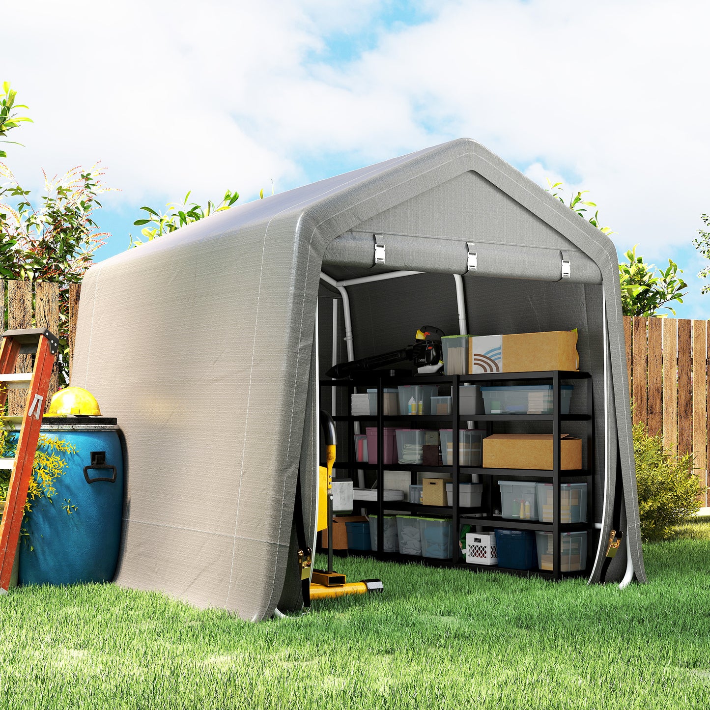 Garden Storage Tent, Patio Storage Shelter w/ Metal Frame and Double Zipper Doors, Green