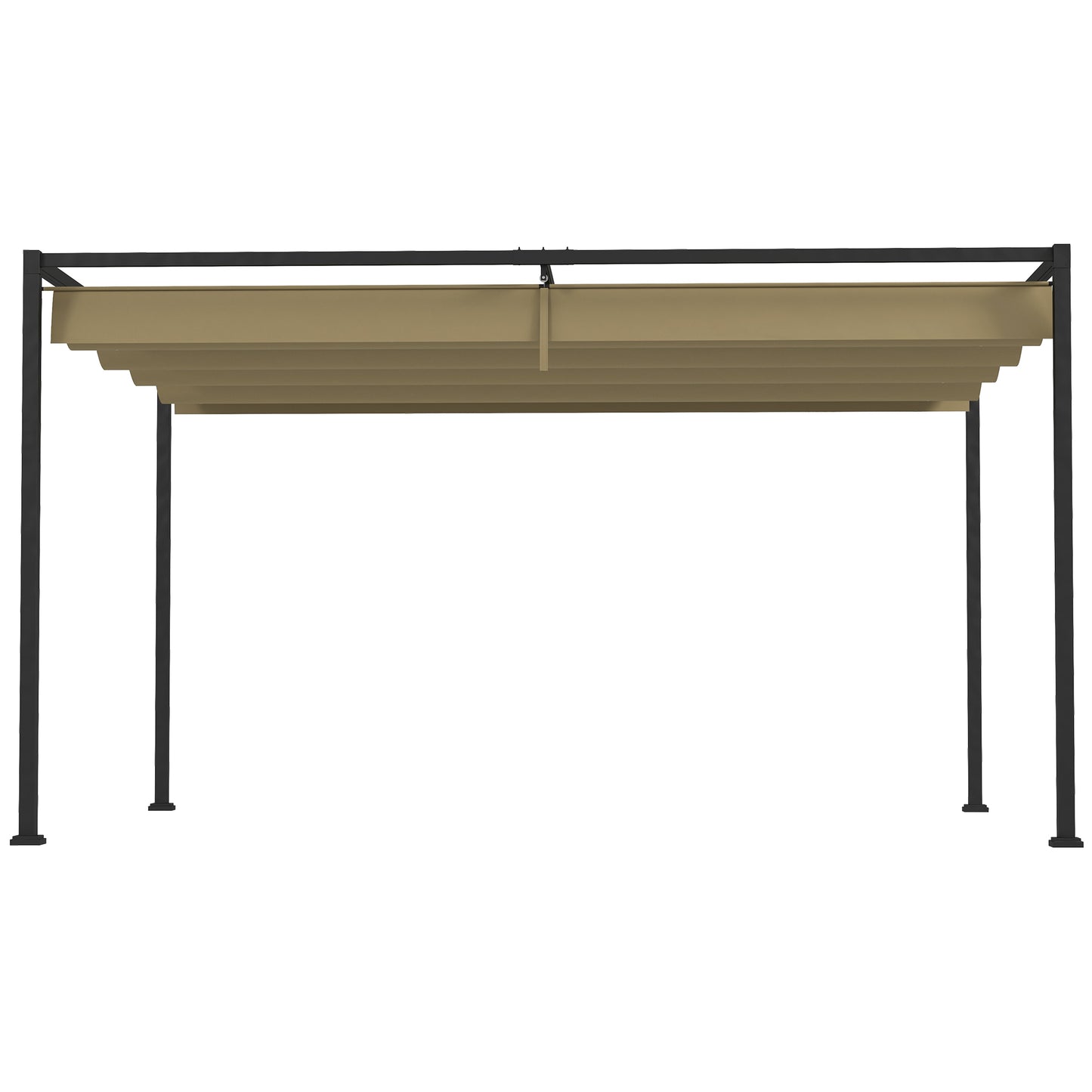 10' x 7' Patio Pergola with Retractable Canopy, Outdoor Sun Shelter, Yard Shade, Khaki