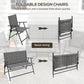 Outdoor 4 Pieces Patio Furniture Set, Garden Set with Two Foldable Armchairs, a Loveseat & Glass Top Table, Mixed Grey