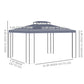 10' x 13' Outdoor Gazebo, Double Roof Patio Gazebo Canopy Shelter with Screen Decorate Corner Frame, Grey