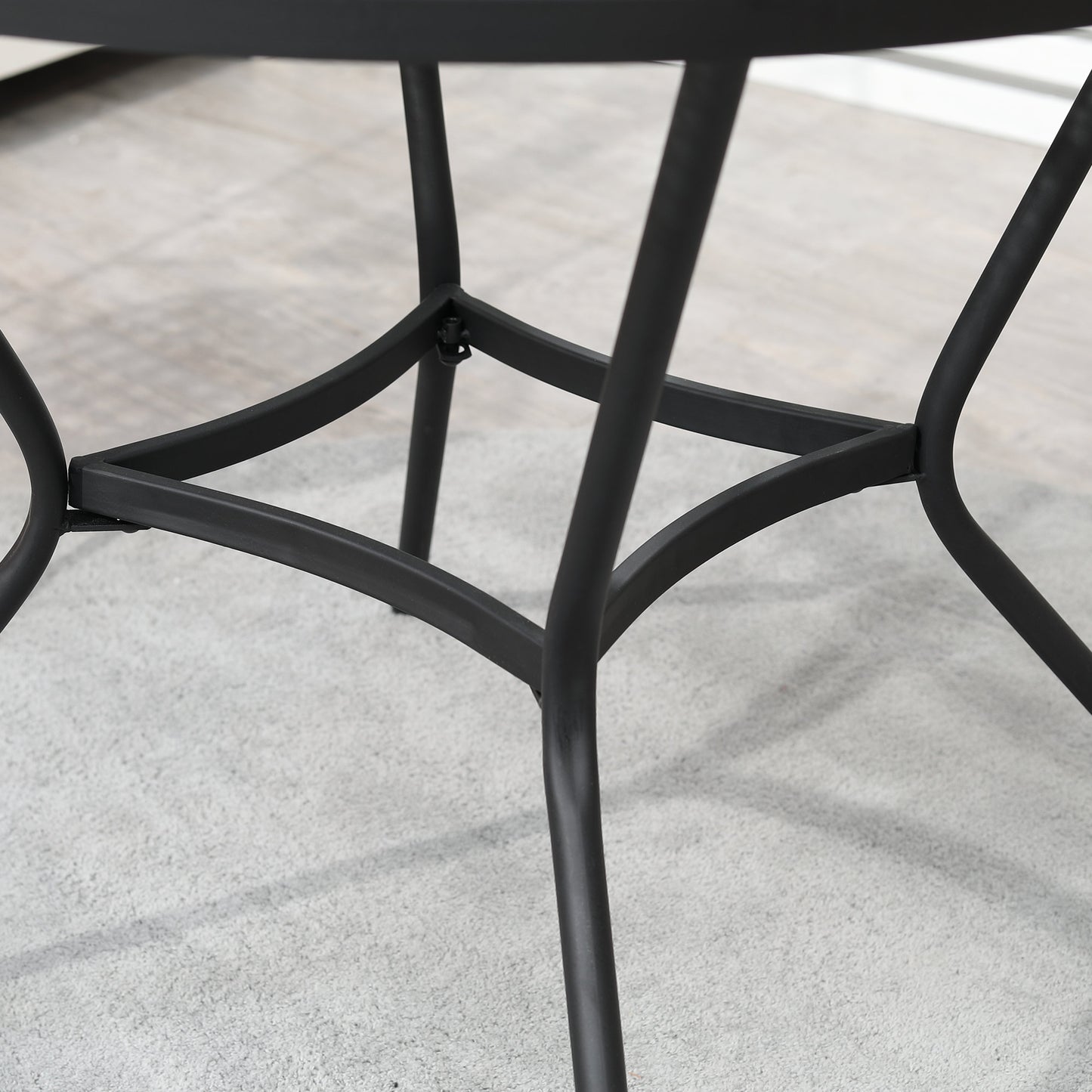 35" Round Patio Dining Table Steel Outside Table with Mesh Tabletop for Garden Backyard Poolside, Black