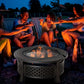 Outdoor Fire Pit, Firepit with Grill Net, Mesh Lid, Poker, for Camping, Bonfire, Picnic, Bronze