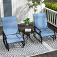 3PCs Gliding Rocking Chair & Bistro Tea Table Set, Grey