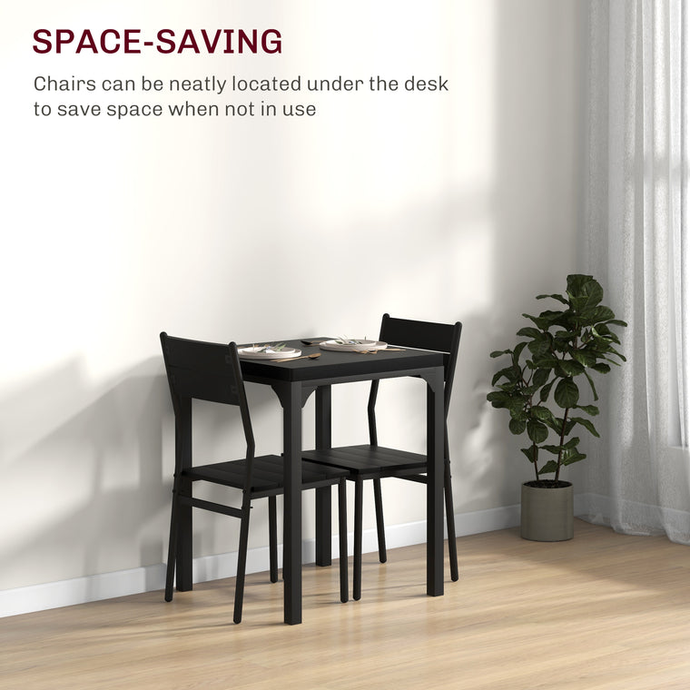 3-Piece Dining Table Set for 2 with Metal Legs