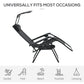 2 Piece Foldable Lounge Chair with Canopy Shade, Outdoor Zero Gravity Chair w/ Side Tray & Cup Holder, Reclining Lounger w/ Breathable Mesh Fabric Seat, Pillow, Black