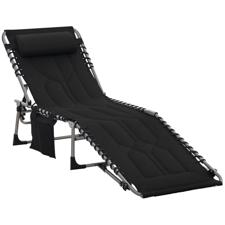 Folding Padded Chaise Lounge with 5-Position Backrest