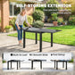 Aluminum Expandable Outdoor Dining Table with Tempered Glass Tabletop and Aluminum Frame, for Garden, Backyard, Black
