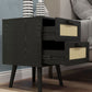 Boho Nightstands Set of 2, Bedside Tables with 2 Drawers for Living Room, Bedroom, Black