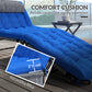 2-Piece Folding Lounge Chairs with Adjustable Backrest, Tanning Chair with Cushion, Side Pocket, Headrest, Beige