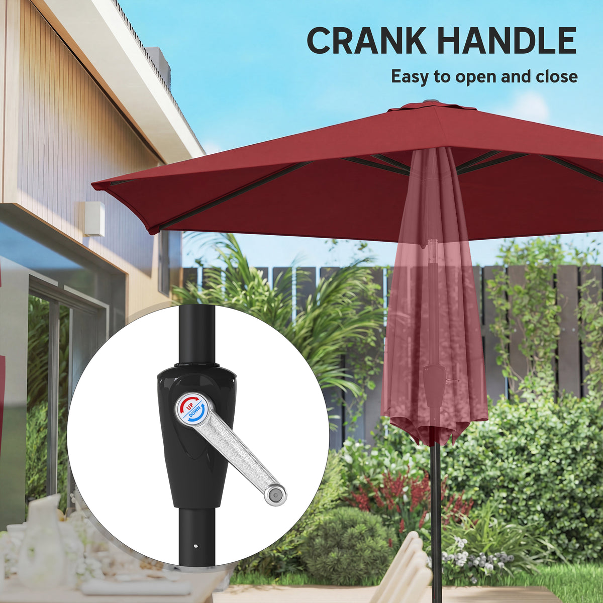 9' Patio Umbrella with 6 Ribs & UV Protection