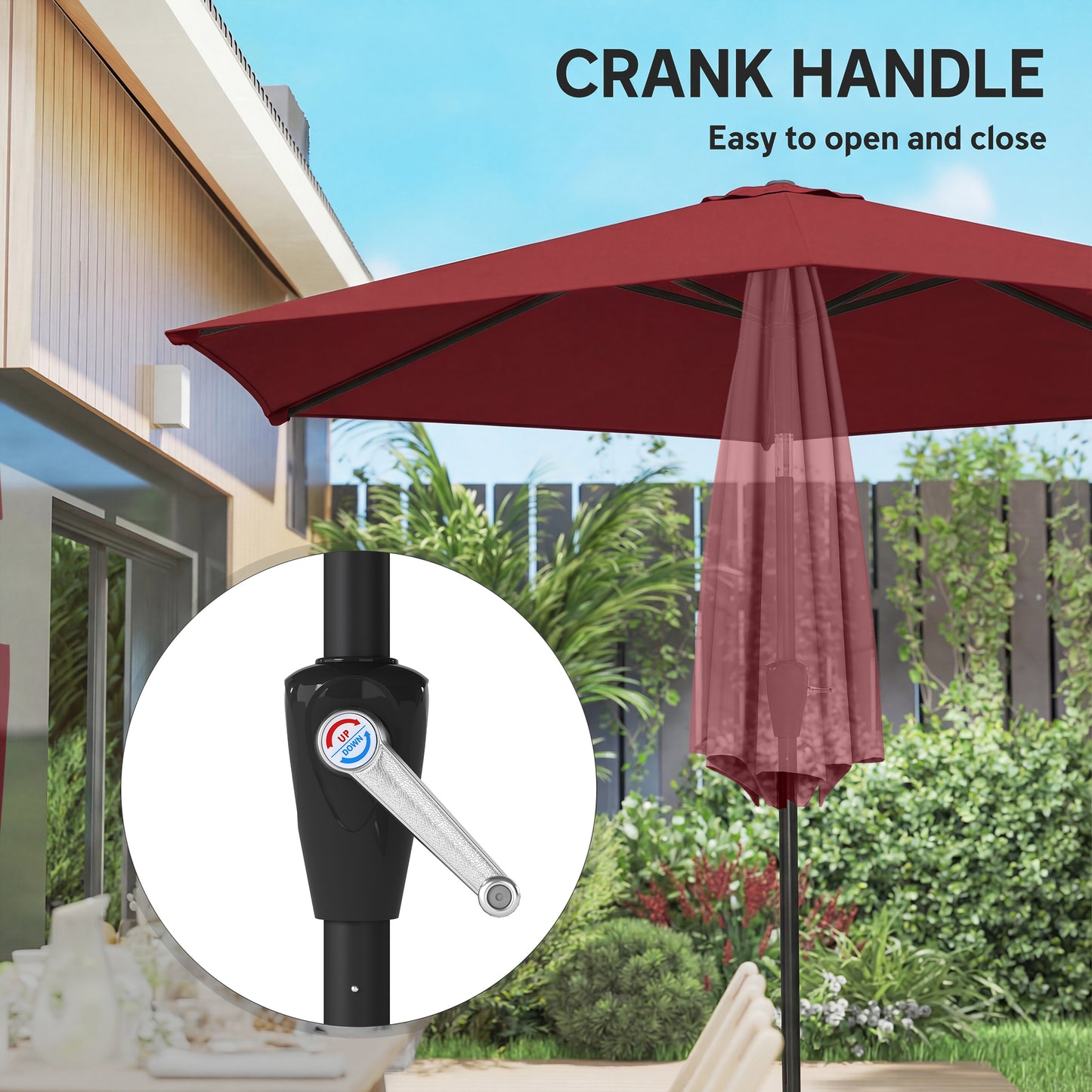 9' Patio Umbrella with 6 Ribs & UV Protection