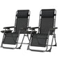Zero Gravity Chair Set of 2, Folding Reclining Outdoor Lounge Chair with Cup Holder, Headrest, Black