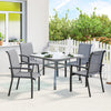Stackable Patio Chairs Set of 4, Outdoor Dining Chairs with All Weather Breathable Mesh and Armrests, Grey