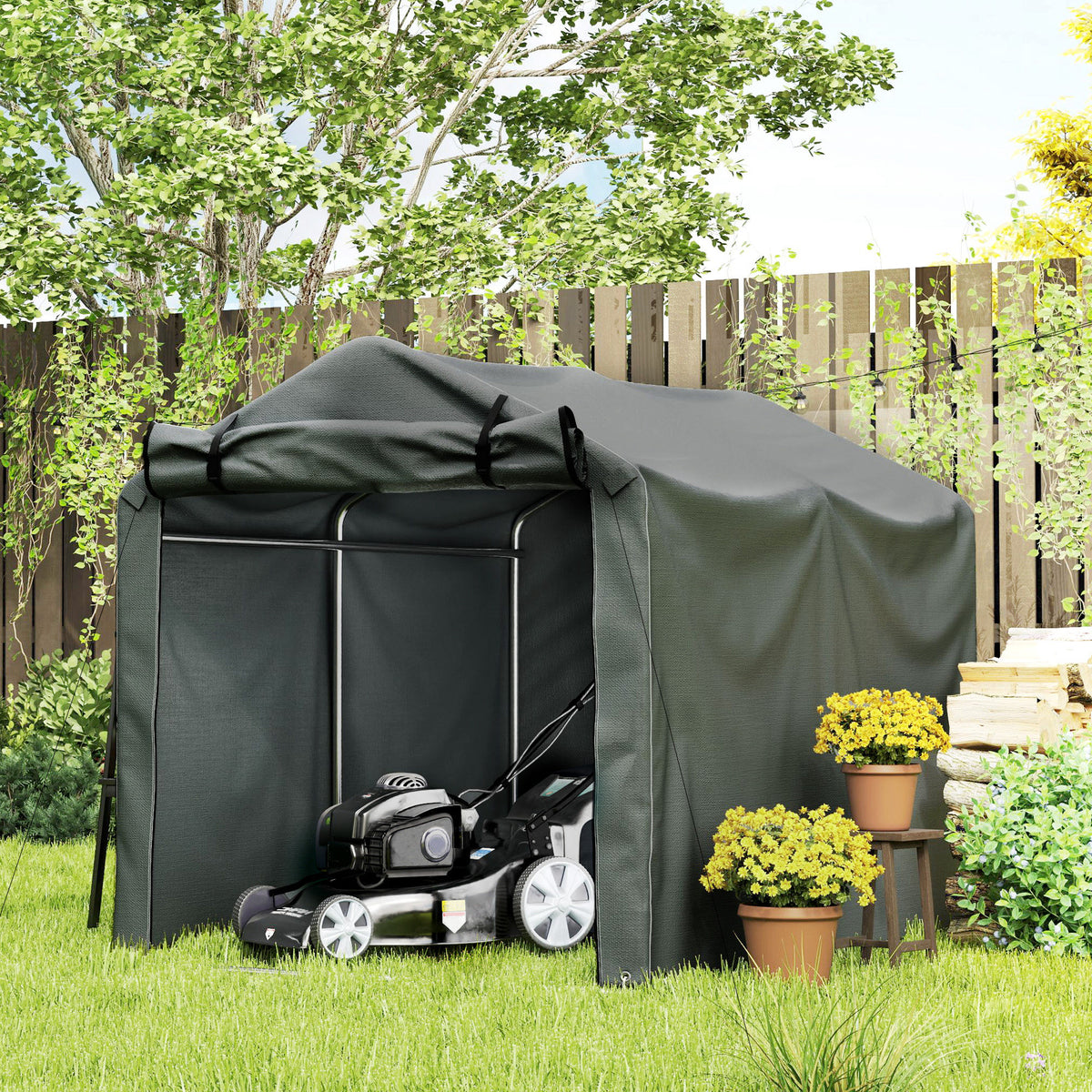 Bike Shed with Roll-Up Door