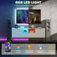 Modern TV Console for TVs up to 60 Inch, Entertainment Center with Smart RGB LED Lights and Soft Close Doors, White