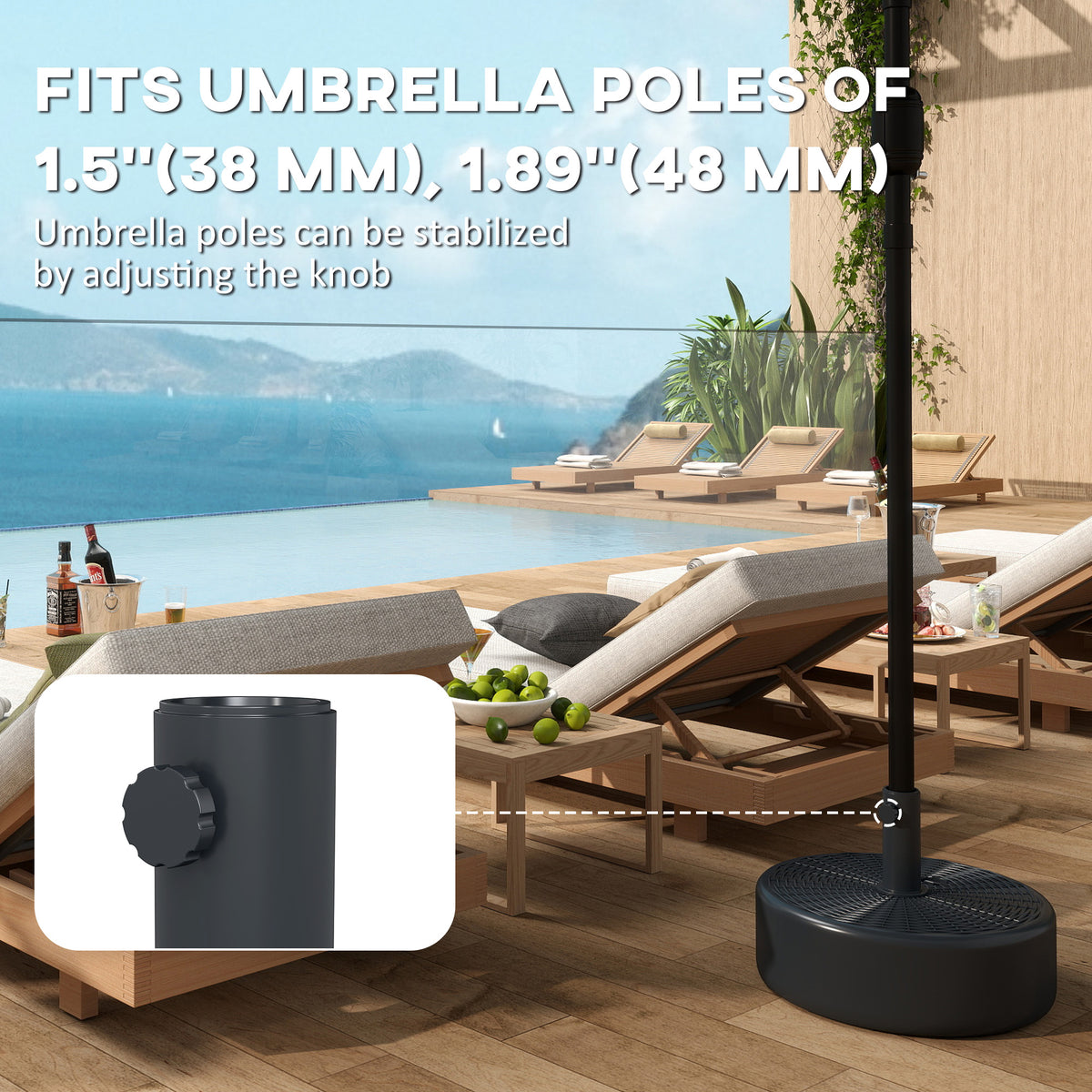 Black Patio Umbrella Base with Handle