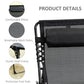 Outdoor Folding Chaise Lounge, Reclining Lounge Chair with Adjustable Backrest and Removable Pillow, Black