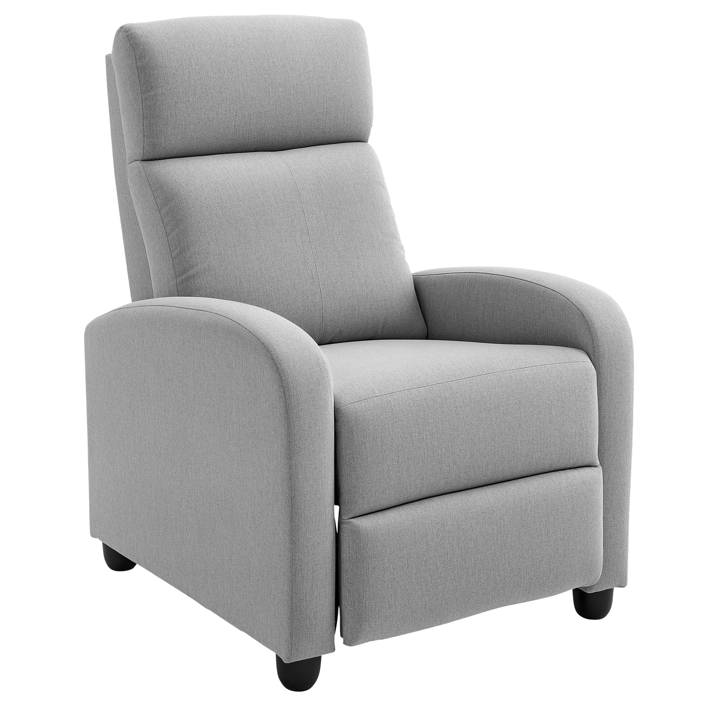 Manual Recliner Single Sofa Chair, Linen-Touch Home Theater Seating Armchair for Living Room, Light Grey