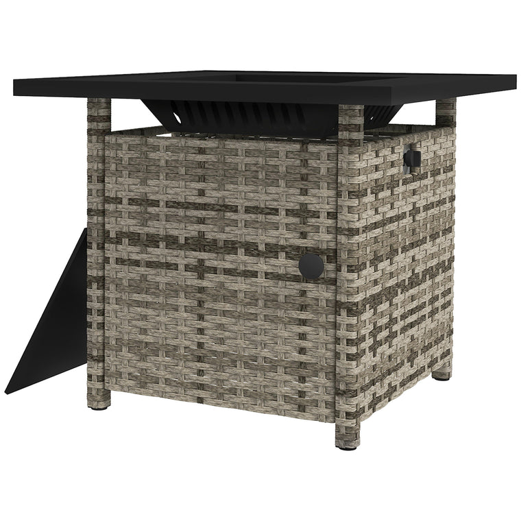 Mixed Grey PE Rattan Propane Fire Pit Table