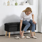 Storage Ottoman with Lid, Velvet Upholstered Storage Bench with Wood Legs for Living Room, Black