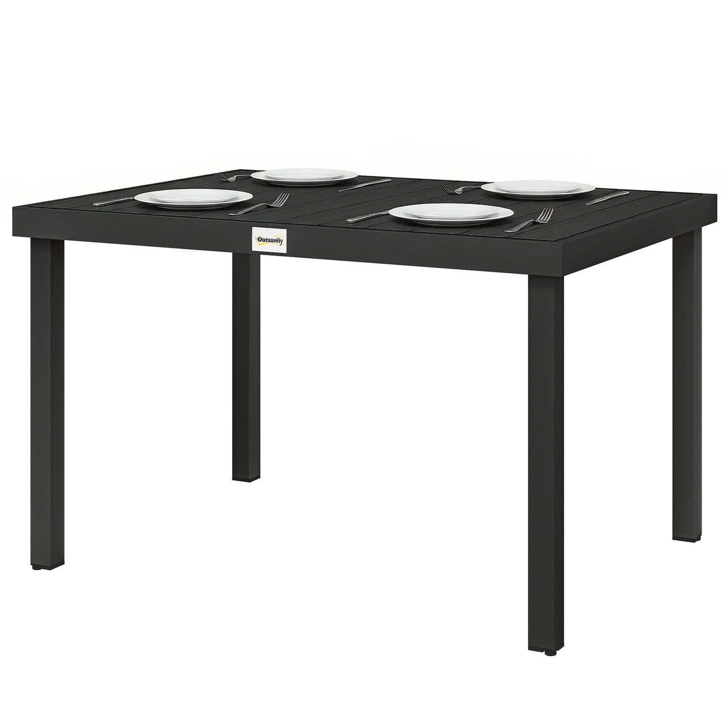 Aluminum Outdoor Dining Table for 6, Patio Rectangular Table, 47.2" x 35.4" x 29.1", Black