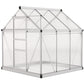 6' x 6' x 6.6' Polycarbonate Greenhouse, Walk-In Green House Kit Garden, Plants Grow, Galvanized Sheet Aluminum Frame with Rain Gutter, Vent and Sliding Door, Silver