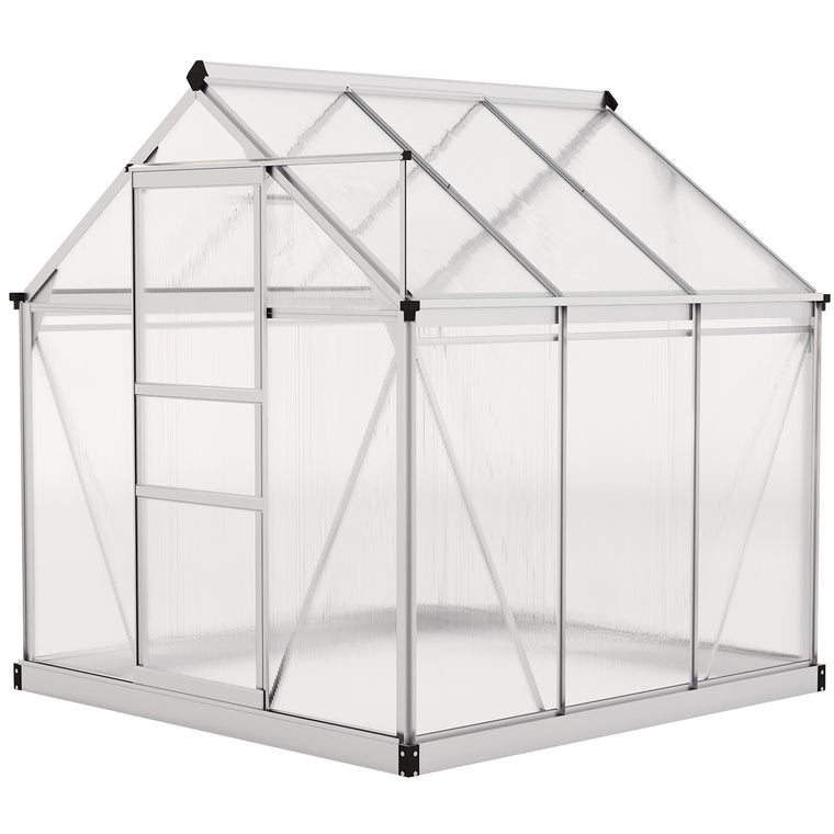 6' x 6' x 6.6' Silver Polycarbonate Greenhouse with Rain Gutter