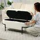 Storage Ottoman with Lift-Up Lid and Steel Legs, 45 Inches Sherpa Fleece Storage Chest for Living Room, Cream White