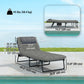 2-Piece Folding Lounge Chairs with Adjustable Backrest, Tanning Chair with Cushion, Side Pocket, Headrest, Beige
