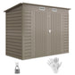 8 x 4FT Galvanized Garden Storage Shed, Metal Outdoor Shed with Double Doors and 2 Vents, Light Grey