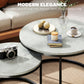 Modern Coffee Table Set of 2, Nesting Side Tables w/ Metal Base for Living Room Bedroom Office Marble Grey
