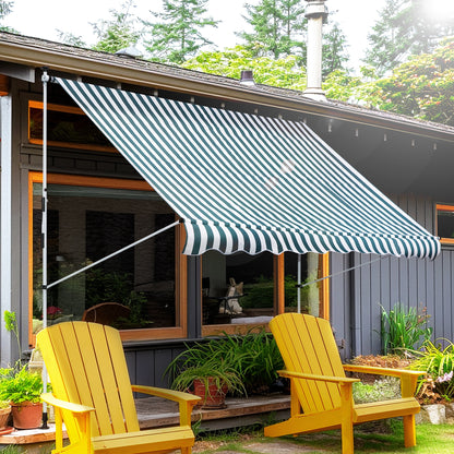 10' x 5' Green Manual Retractable Awning with Support Pole