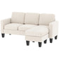 L-Shape Corduroy Sectional Sofa with Reversible Chaise - Cream White