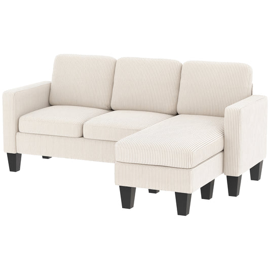 Sectional Sofa, L Shaped Couch, with Changeable Chaise or Ottoman - Cream White