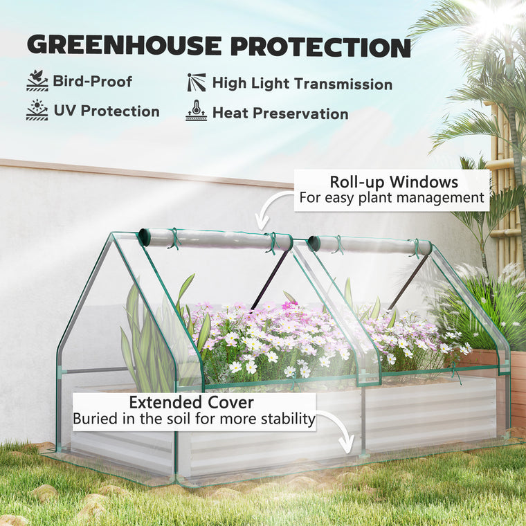 6' x 3' Metal Raised Garden Bed with Greenhouse Cover