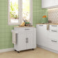 Rolling Island with Wheels for Kitchen, Kitchen Island on Rollers with Power Outlets, Drawer and Doors