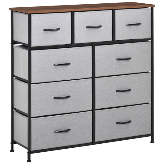 9-Drawer Tall Fabric Dresser Tower - Grey