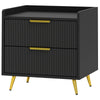 Nightstand with 2 Drawers & Metal Legs