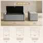 Storage Ottoman Bench, Linen-Look Fabric Upholstered Ottoman with Storage, Wide Padded Seat, Light Grey