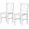 Set of 2 Cross-Back Wooden Dining Chairs - White