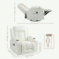 Swivel Massage Recliner Sofa, Overstuffed Manual Reclining Sofa, PU Leather Rocking Chair with Side Pockets, Cup Holders, for Living Room, Nursery, Cream White