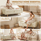 Storage Ottoman, 59" Corduroy End of Bed Storage Bench for King Size Bed with Wooden Legs and Rolled Arms, Beige