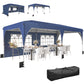 10 x 20 ft Pop Up Canopy Tent with Reflective Strips, UPF 50+ Easy up Instant Canopy with 6 Sandbags, Dark Blue