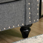 3-Seater Sofa Couch, 81" Modern Upholstered Linen Fabric Sofa with Rubberwood Legs, Nailhead Trim and Rolled Arms for Living Room, Bedroom and Apartment, Grey