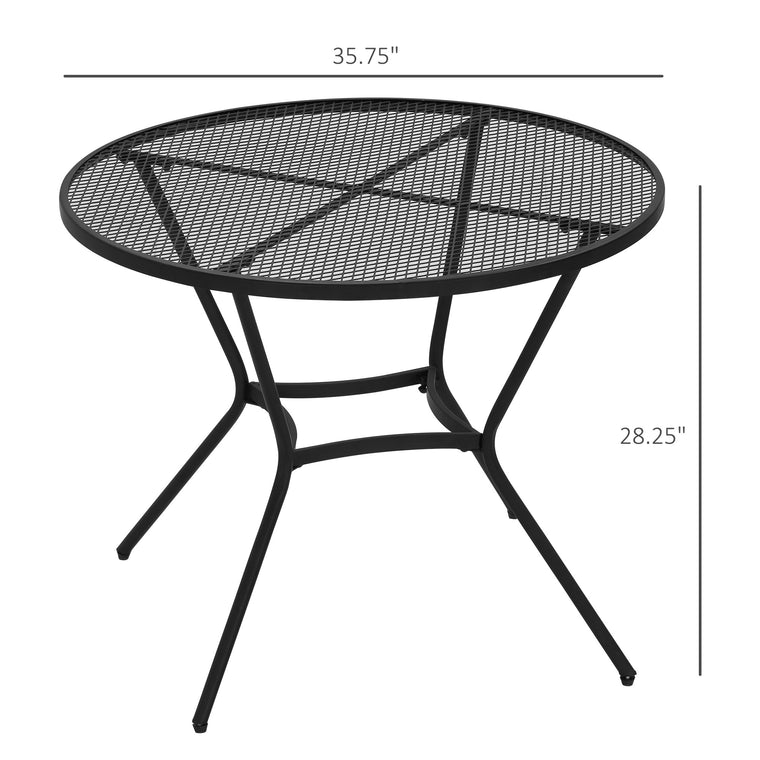 35" Round Steel Dining Table with Mesh Top