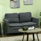 53" 2 Seat Sofa, Upholstered Two Seater Couch with Sturdy Steel Legs for Bedroom, Living Room, Dark Grey