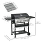 40,000 BTU Propane Gas Grill BBQ Cart with 4 Main Burners, 1 Side Burner, with Warming Rack, Side Prep Tables, Black