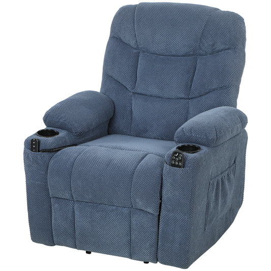 Power Lift Recliner with Massage and Cup Holders - Blue