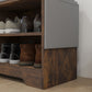 Upholstered Shoe Storage Bench w/ Seat, Entrance Bench w/ Drawer Open Shelves and Pocket for Hallway, Rustic Brown